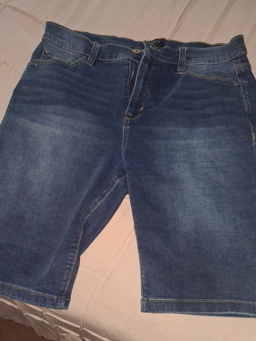 Women's Dark Blue Denim Jean Shorts - Classic Casual Style - Picture 7 of 9